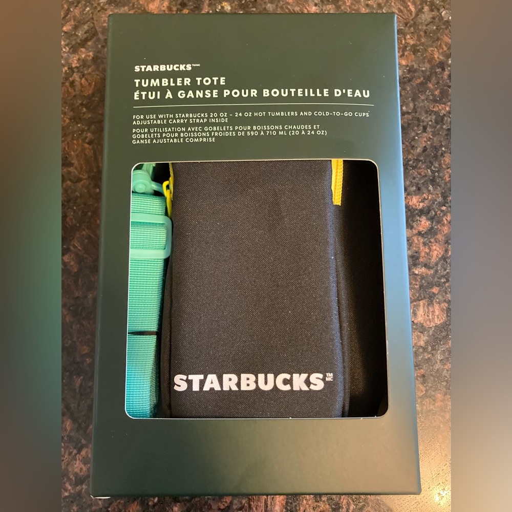 Starbucks Tumbler Tote with Blue and Black Accents